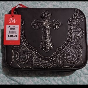 Montana West Black and Silver Embellished Bible Cover, looks charcoal gray.
